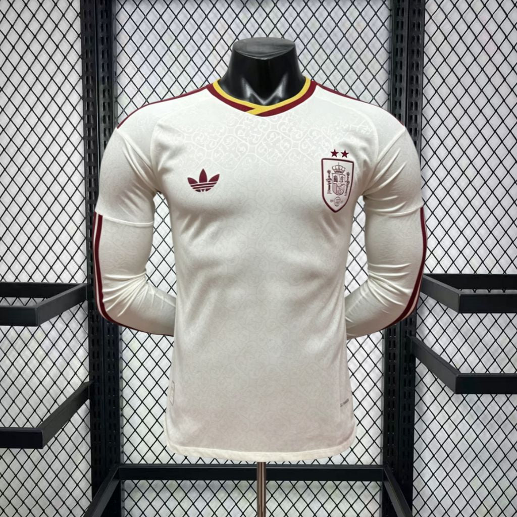Espanha 2026 Camisola Alternativa Mundial de Manga Comprida Versão Jogador (Versão Campeão 2 Estrelas) – Homem