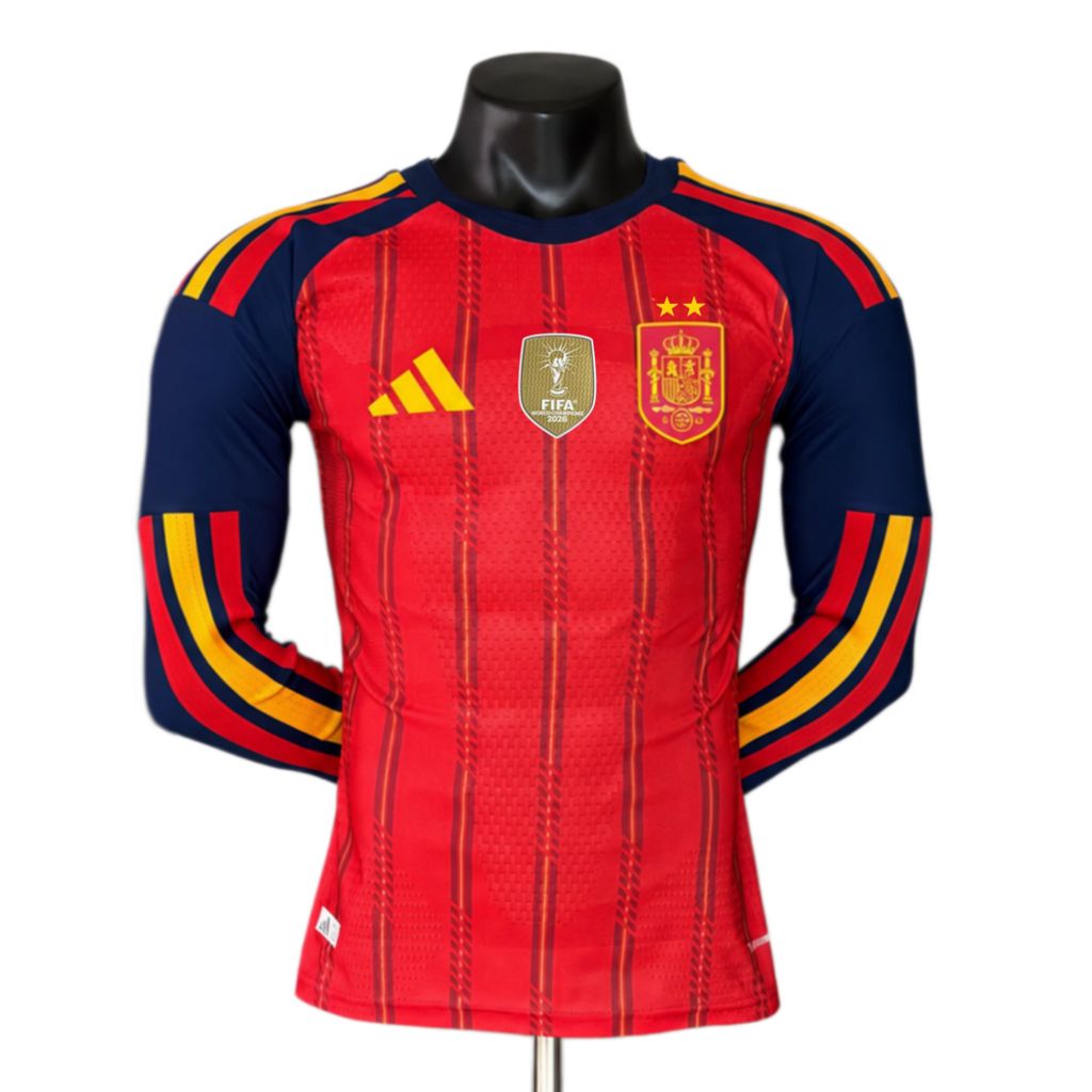 Espanha 2026 Camisola Principal Mundial de Manga Comprida Versão Jogador Champions Edição – Homem