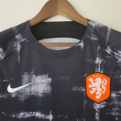 Países Baixos 2022 Pré-Jogo Wear Preta – Homem